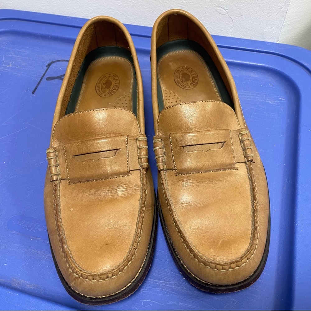 Tan H.S. Trask Penny Loafers Slip On Shoes men’s size 11.5